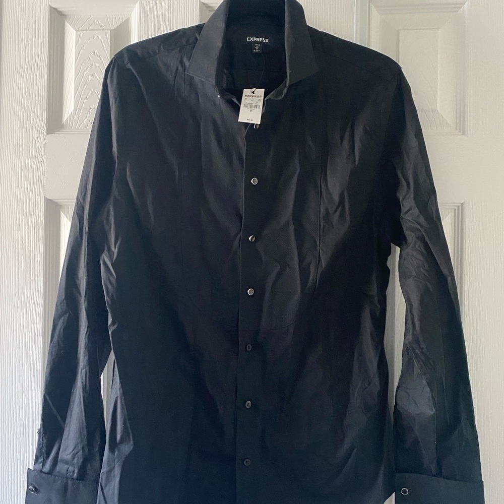 Express Black Dress Shirt Classic Formal Design